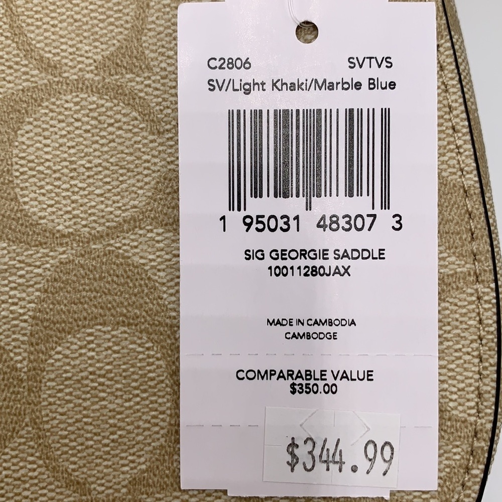 COACH Georgie Saddle Bag In Signat Canvas COLOR:
Silver/Light Khaki/Marble Blue - Picture 16 of 16